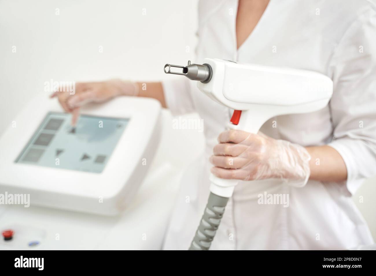 Laser hair removal treatment. Clinic skin care procedure. Medical  dermatology photo equipment. People epilation device. Cosmetology  technology salon epilation. Body aesthetic concept. Doctor holding Stock  Photo - Alamy