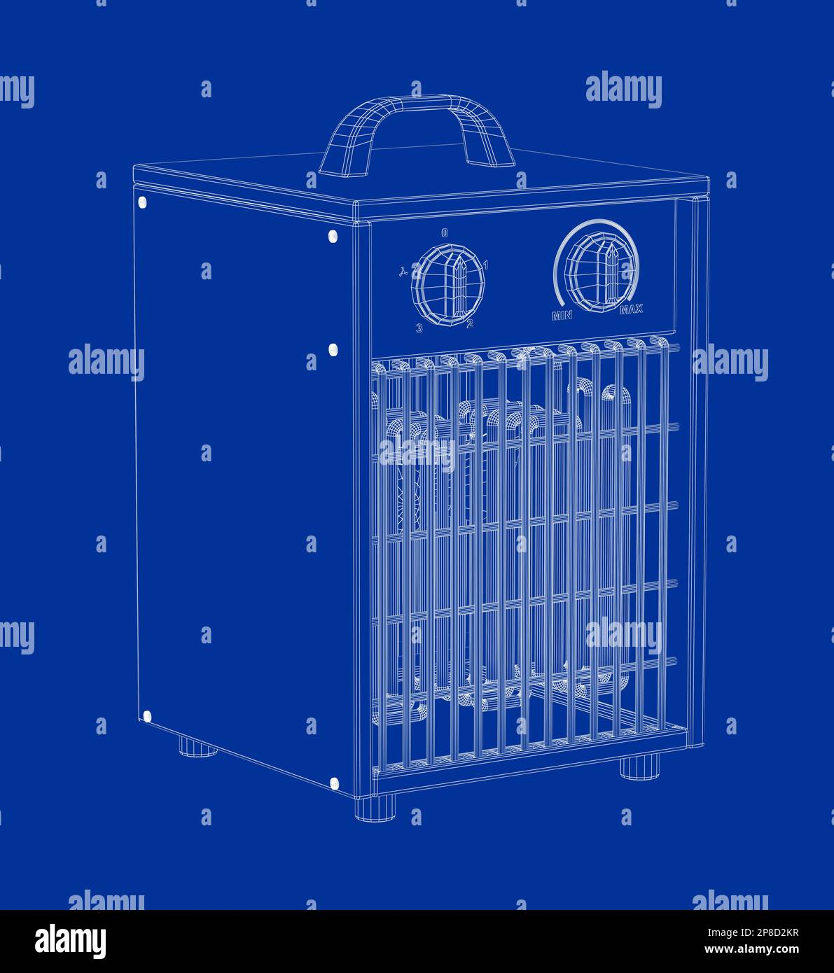 3D wireframe model of industrial electric fan heater Stock Photo Alamy