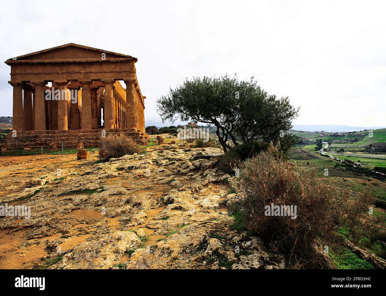 Greek temple of Concordia in the Valley of the Temples in Agrigento, Sicily. Stock Photo