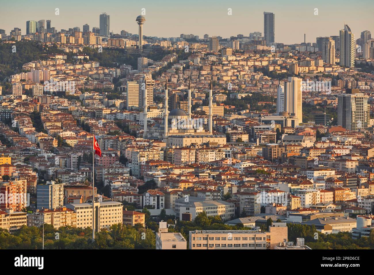 Ankara skyline at sunset. Turkish capital cityscape. Turkey landmark Stock Photo