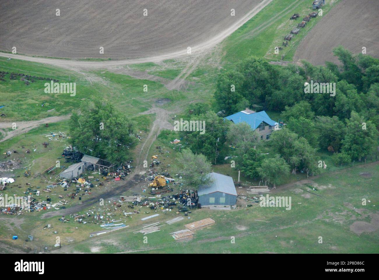 An aerial view taken Thursday, June 4, 2009, shows the buildings at Neal Wanless's family ranch