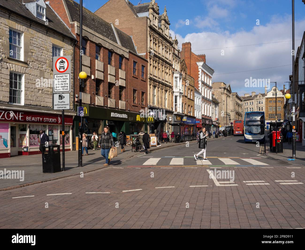 Shops and retail units in The Drapery, a shopping area within the town