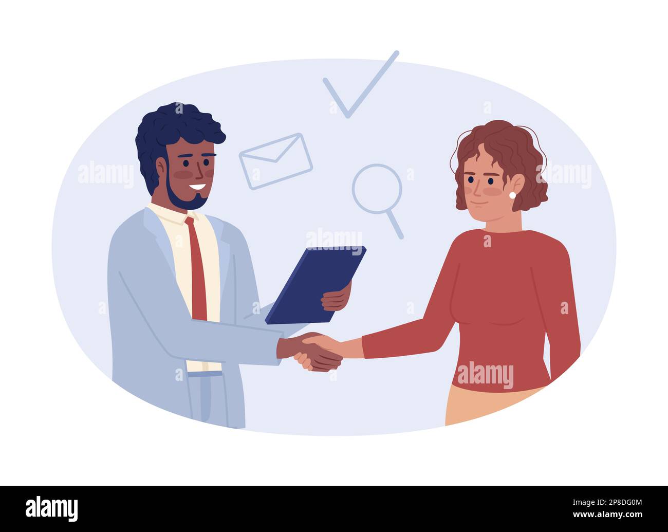 Deal In Closed deal in sales 2D vector isolated spot illustration Stock Vector ...