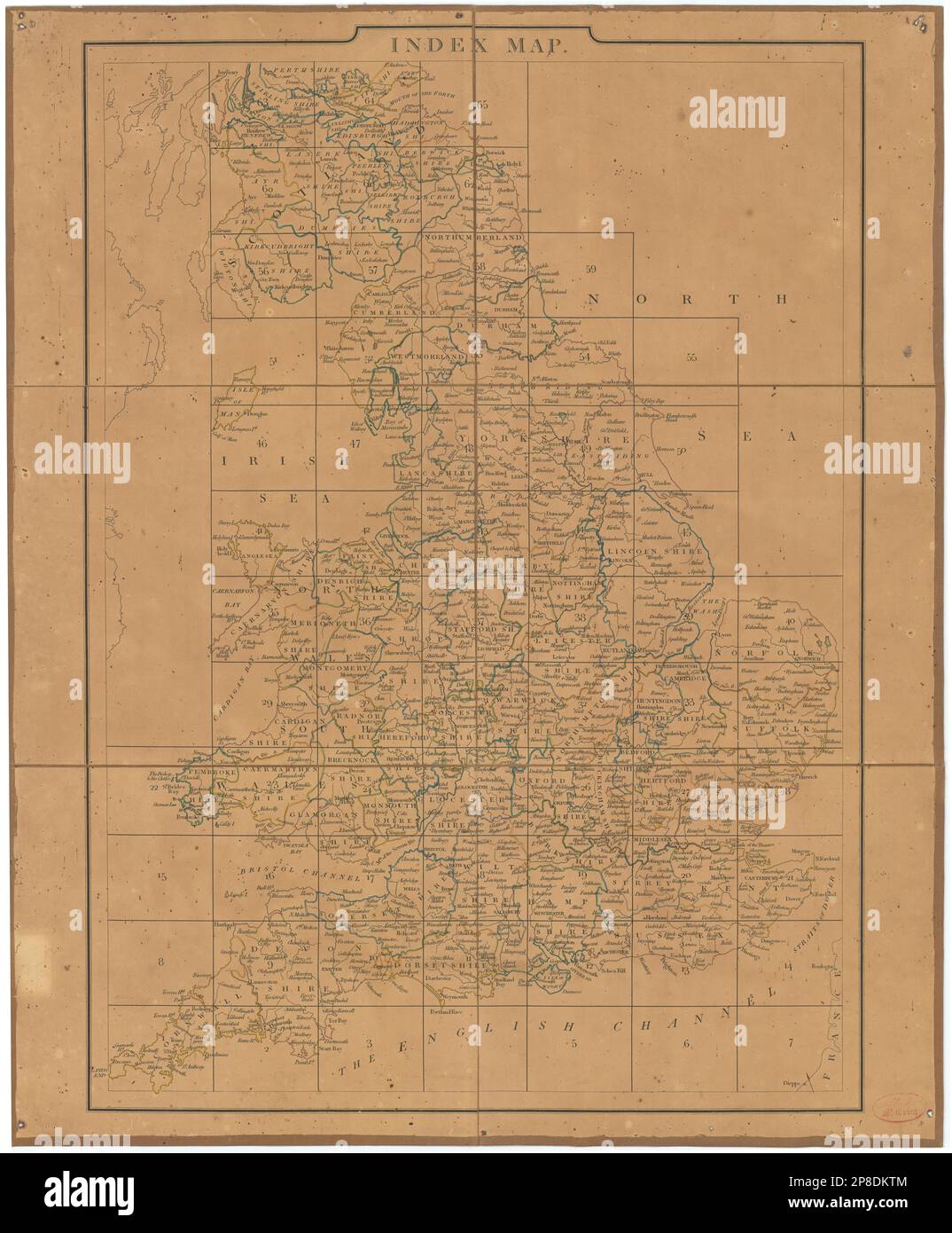 Cary's Improved Map of England and Wales - Index map. G. & J. Cary 1832 Stock Photo