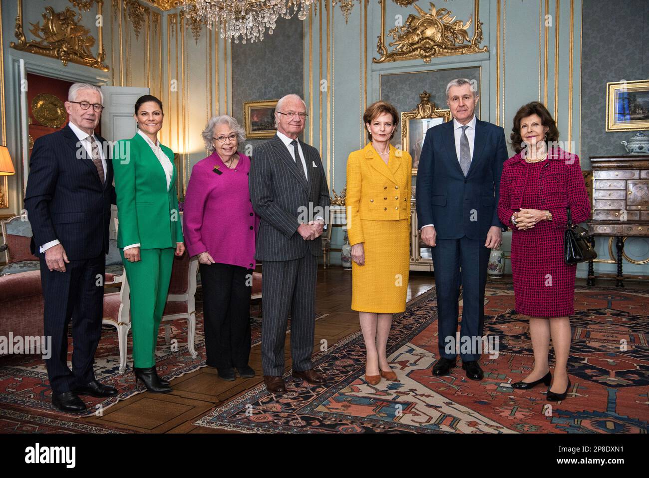 King Carl XVI Gustaf, Queen Silvia and Crown Princess Victoria receive