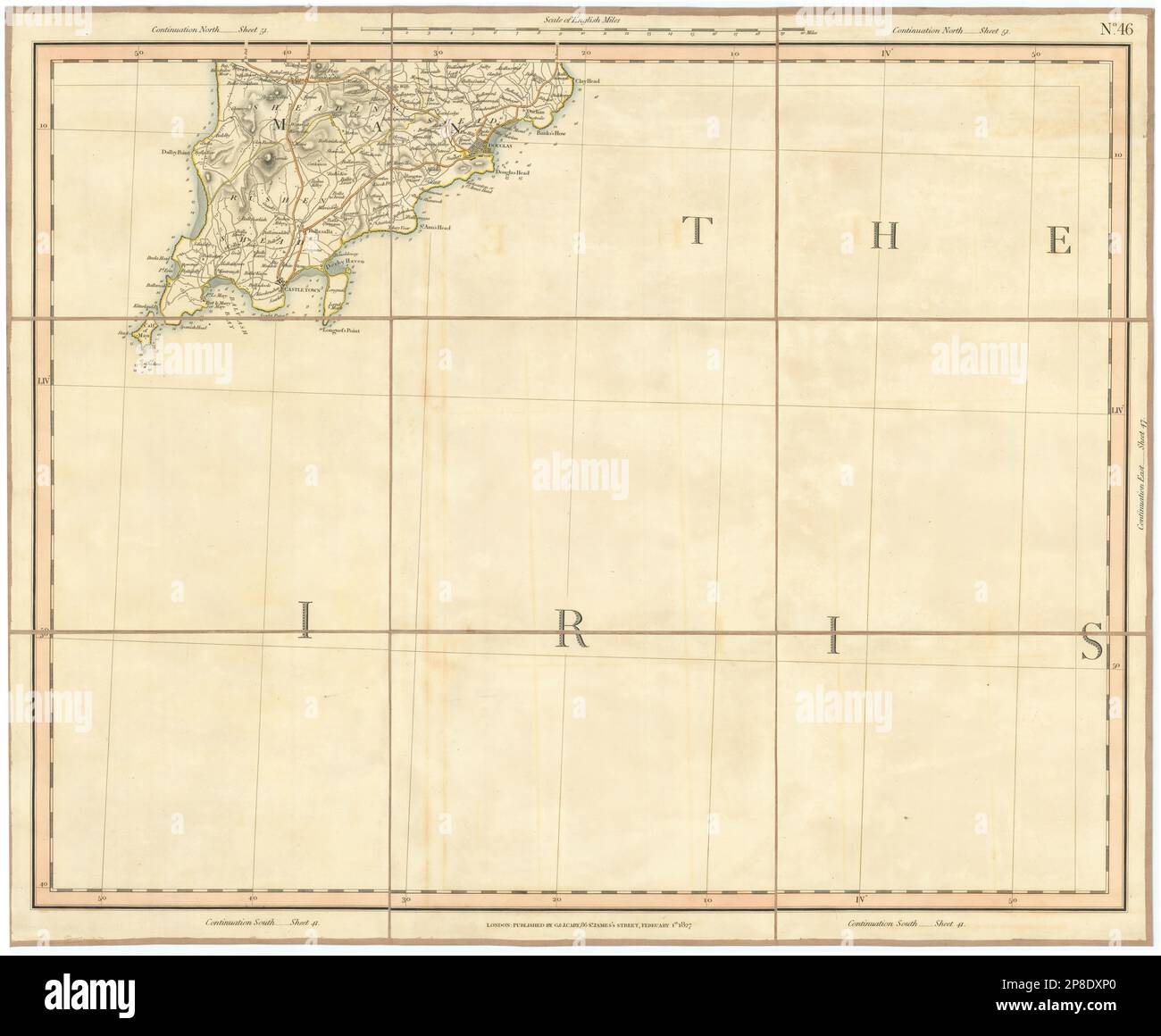 ISLE OF MAN SOUTH. Irish Sea. Douglas Castletown. CARY 1832 old antique map Stock Photo