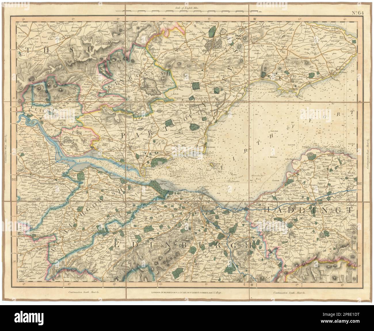 FIRTH OF FORTH. Fife & Lothian. Linlithgow Edinburgh Dunfermline. CARY 1832 map Stock Photo