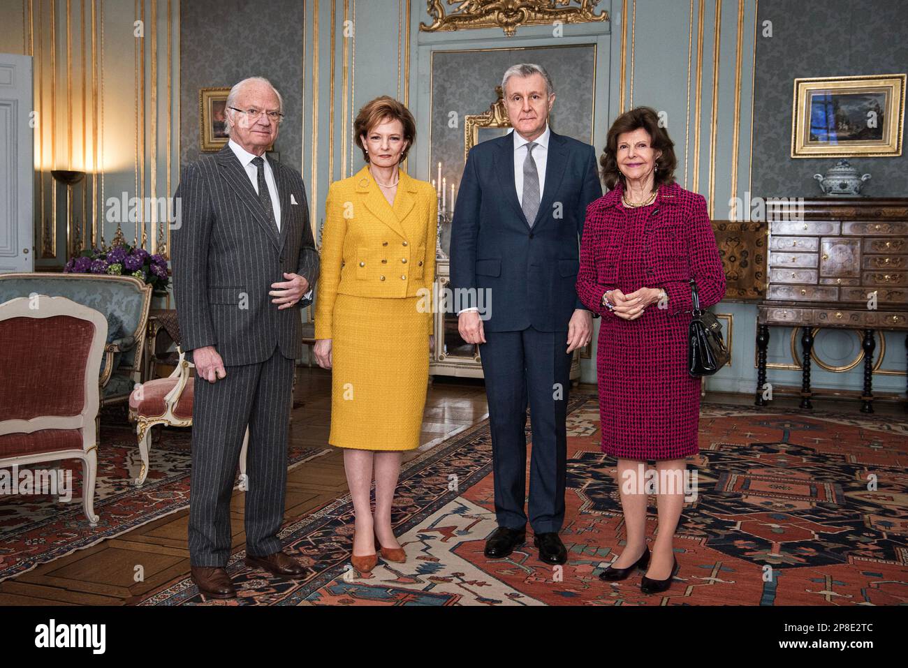 King Carl XVI Gustaf, Queen Silvia and Crown Princess Victoria receive