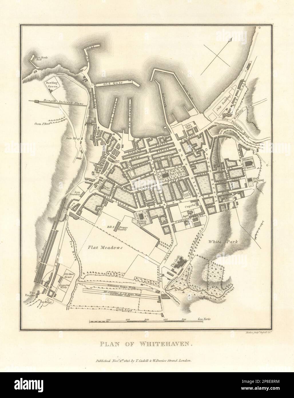 Town 'Plan of Whitehaven' by Henry Mutlow 1816 old antique map chart Stock Photo Alamy