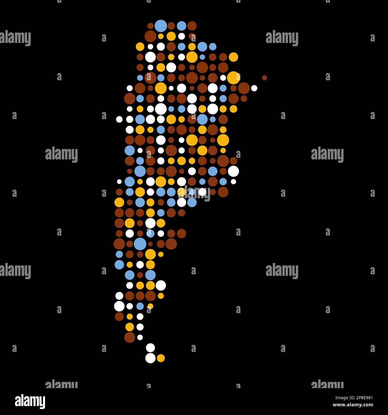 Argentina Map Silhouette Pixelated generative pattern illustration Stock Vector