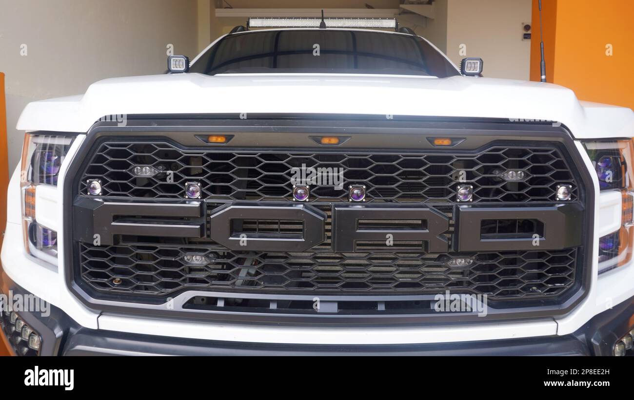 Ford car front grill custom modification Stock Photo Alamy