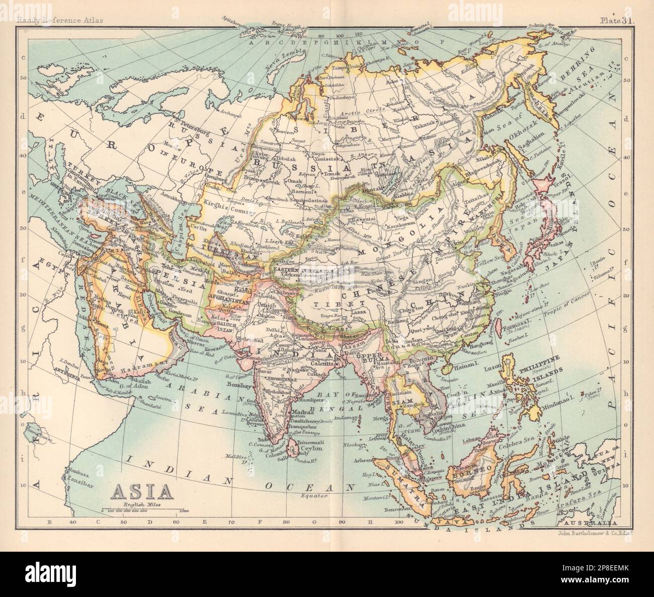 Asia. British India Siam Anam Hejaz. BARTHOLOMEW 1898 old antique map ...