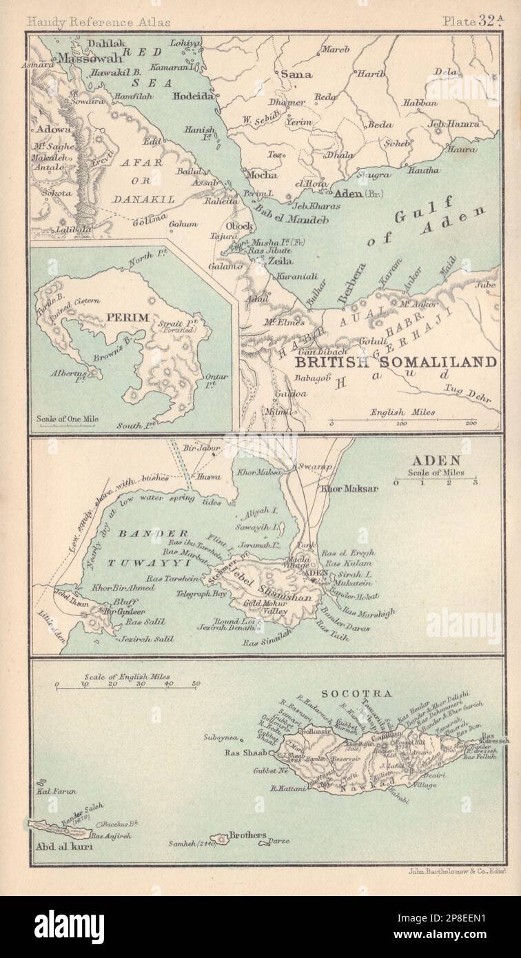 Gulf of Aden & British Somaliland, Perim, Aden & Socotra. Yemen 1898