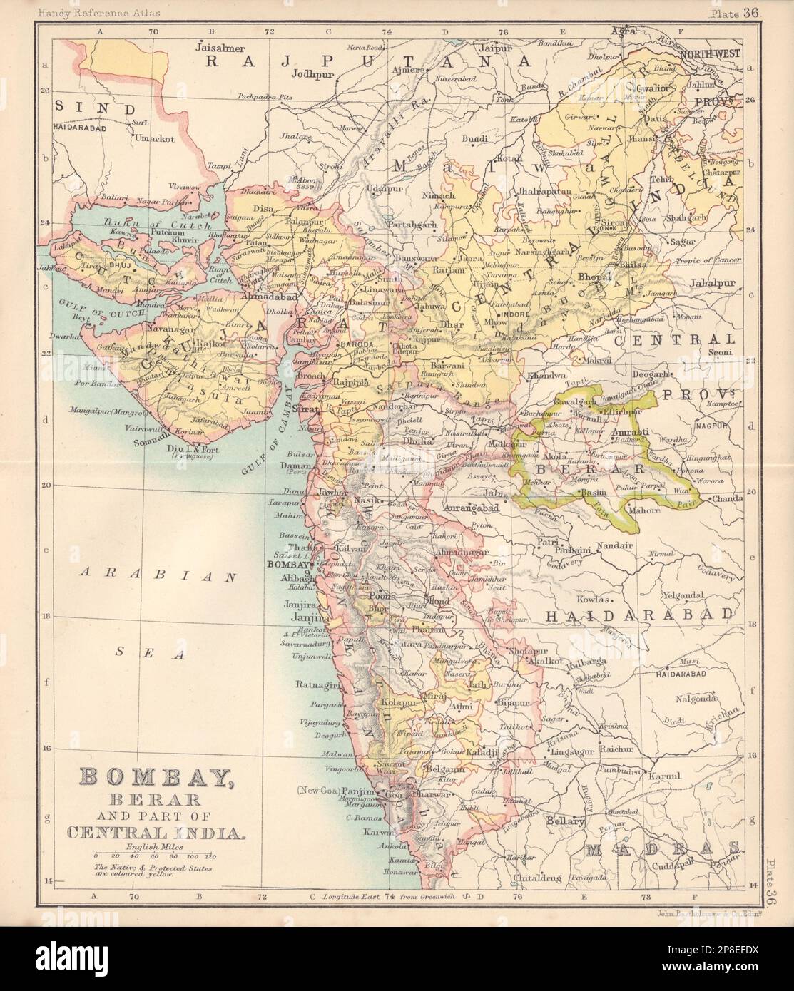 Bombay, Berar, and Part of Central India. NW British India 1898 old map