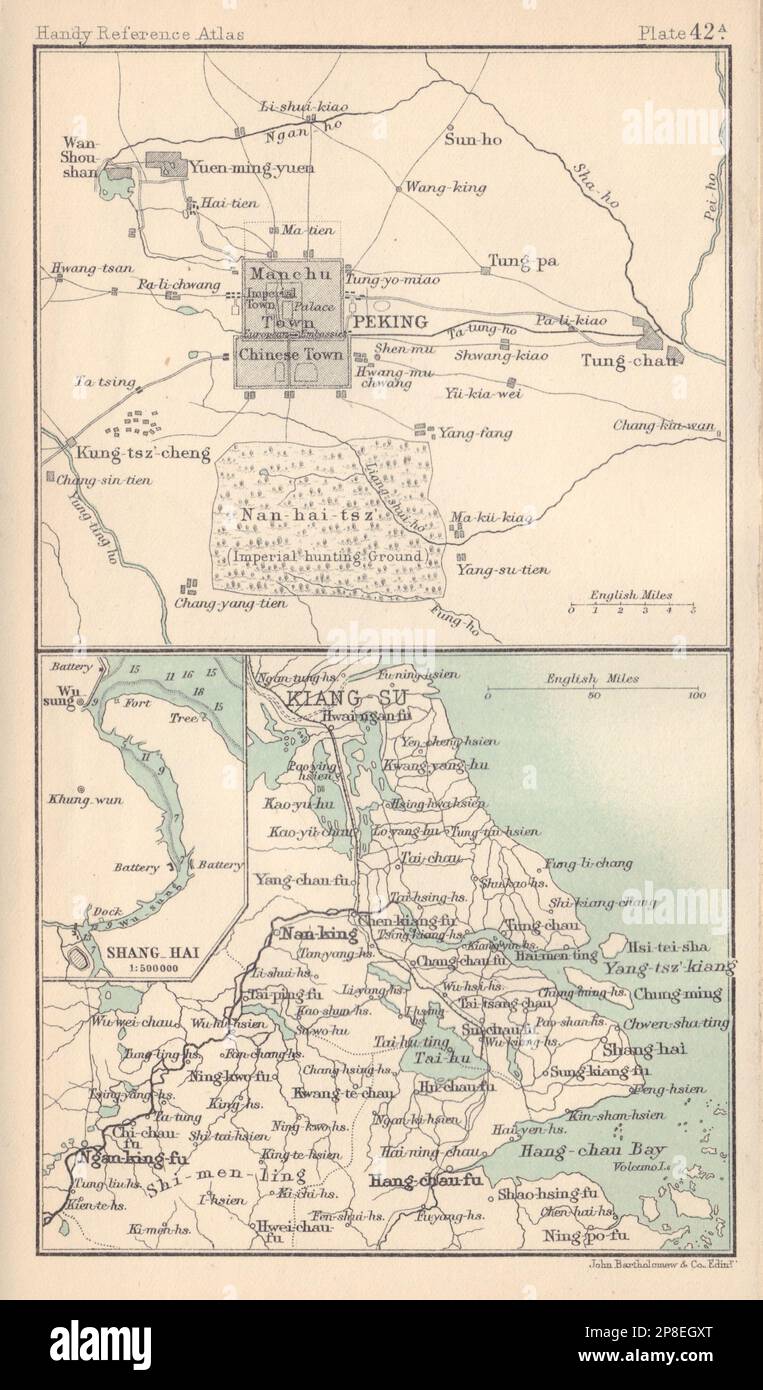 Environs of Peking & Nanking. China. BARTHOLOMEW 1898 old antique map chart Stock Photo
