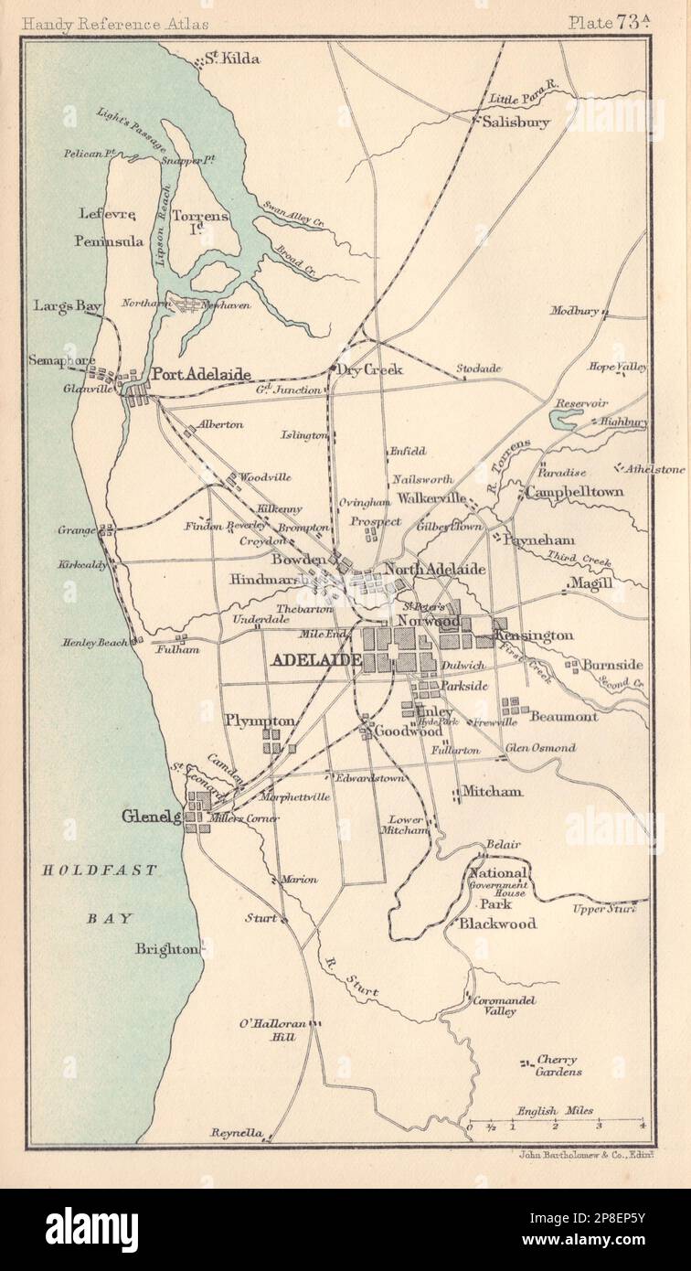 Environs of Adelaide. South Australia. BARTHOLOMEW 1898 old antique map chart Stock Photo