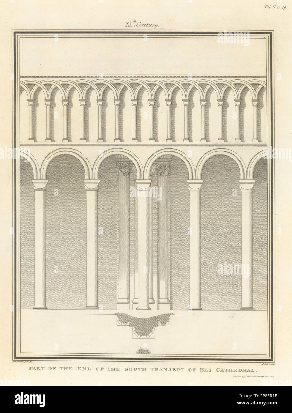 Part of the end of the south transept of Ely Cathedral. SMIRKE 1810 old print Stock Photo