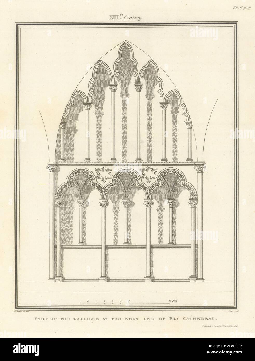 Part of the Gallilee at the West end of Ely Cathedral. SMIRKE 1810 old print Stock Photo