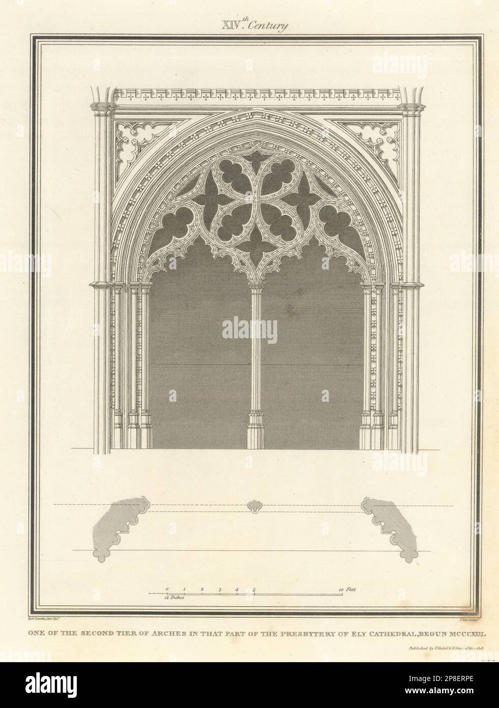 One of the second tier of arches in the Presbytery of Ely Cathedral. SMIRKE 1810 Stock Photo