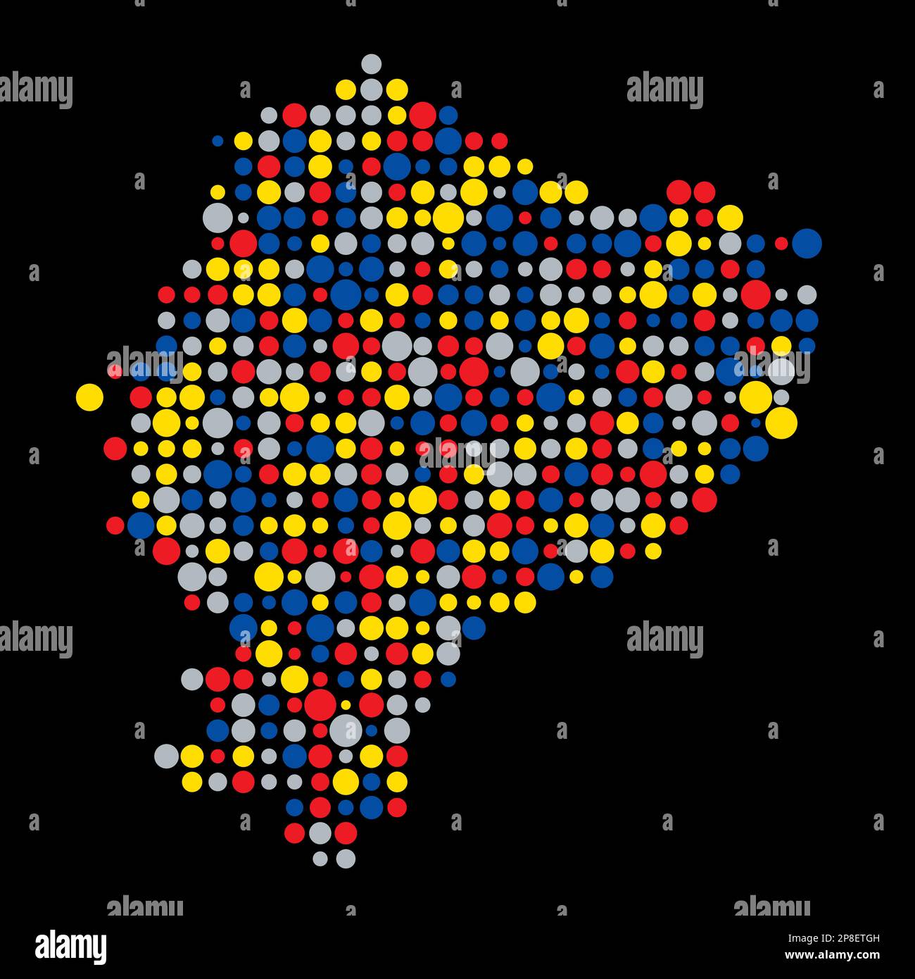 Ecuador Map Silhouette Pixelated generative pattern illustration Stock Vector