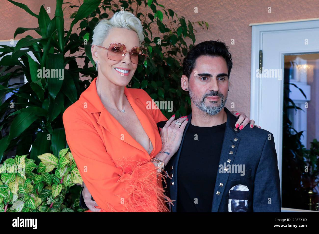 March 8, 2023, Beverly Hills, California, USA: BEVERLY HILLS, CA - MAR 8, 2023: Brigitte Nielsen, Mattia Dessi at the Remus Pre Award Tea Time at The Beverly Hills Hotel. (Credit Image: © Nina Prommer/ZUMA Press Wire) EDITORIAL USAGE ONLY! Not for Commercial USAGE! Stock Photo