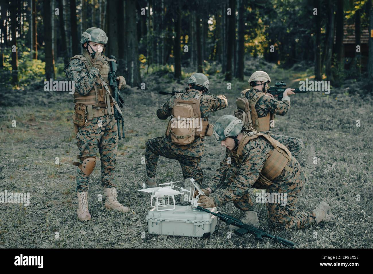 Modern Warfare Soldiers Squad are Using Drone for Scouting and