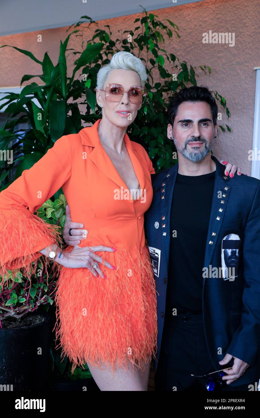 March 8, 2023, Beverly Hills, California, USA: BEVERLY HILLS, CA - MAR 8, 2023: Brigitte Nielsen, Mattia Dessi at the Remus Pre Award Tea Time at The Beverly Hills Hotel. (Credit Image: © Nina Prommer/ZUMA Press Wire) EDITORIAL USAGE ONLY! Not for Commercial USAGE! Stock Photo