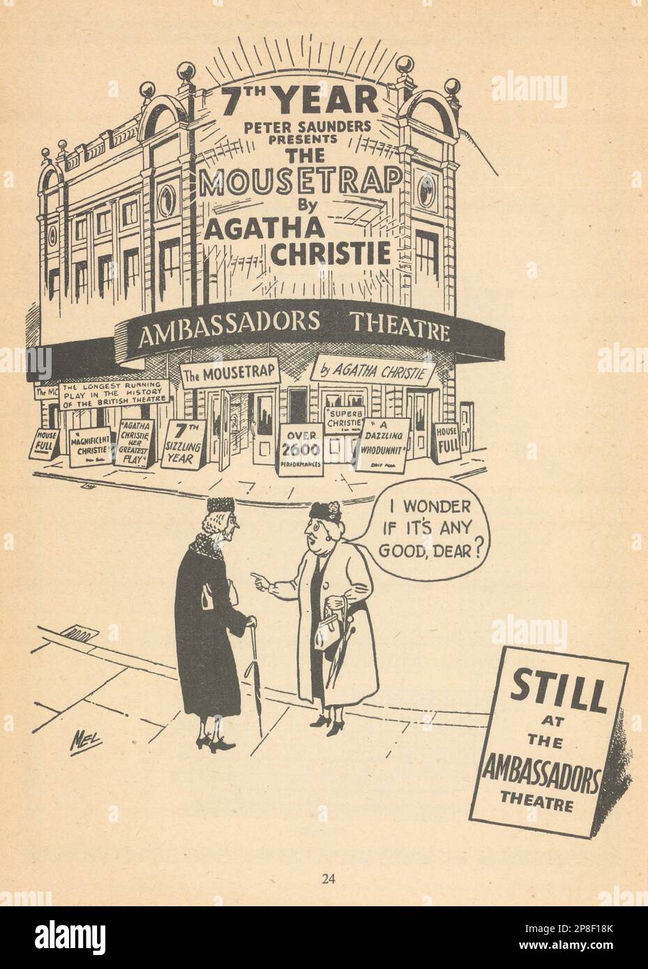7th Year. The Mousetrap by Agatha Christie. Ambassadors Theatre. Saunders 1960 Stock Photo