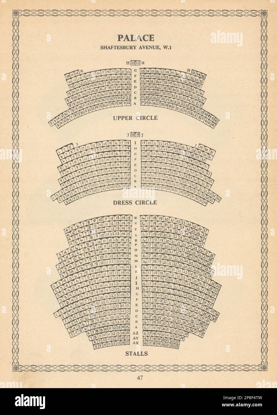 Palace Theatre, Shaftesbury Aveue, London. Vintage Seating Plan 1960 ...