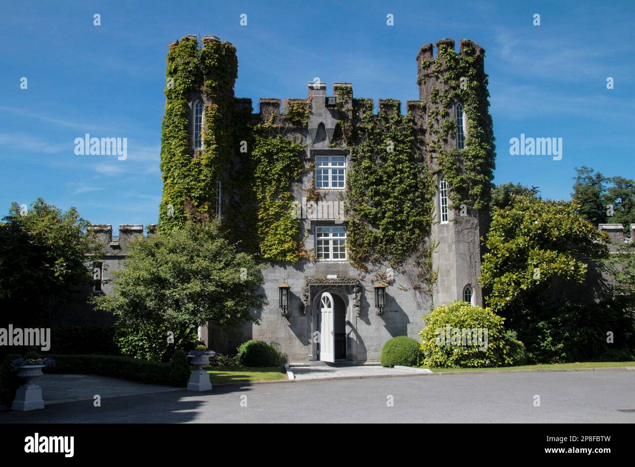Side entrance view of beautiful Dromoland Castle Hotel in Newmarket
