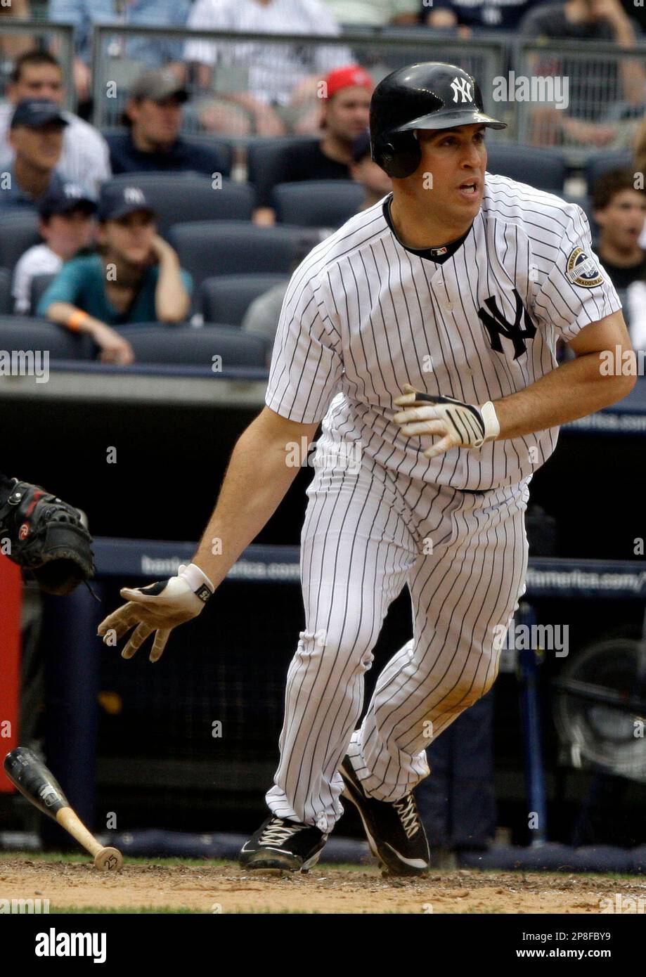 Derek Jeter #2, Alex Rodriguez #13 and Mark Teixeira #25 of the New York  Yankees celebrate after defeating the Los Angeles Angel Stock Photo - Alamy