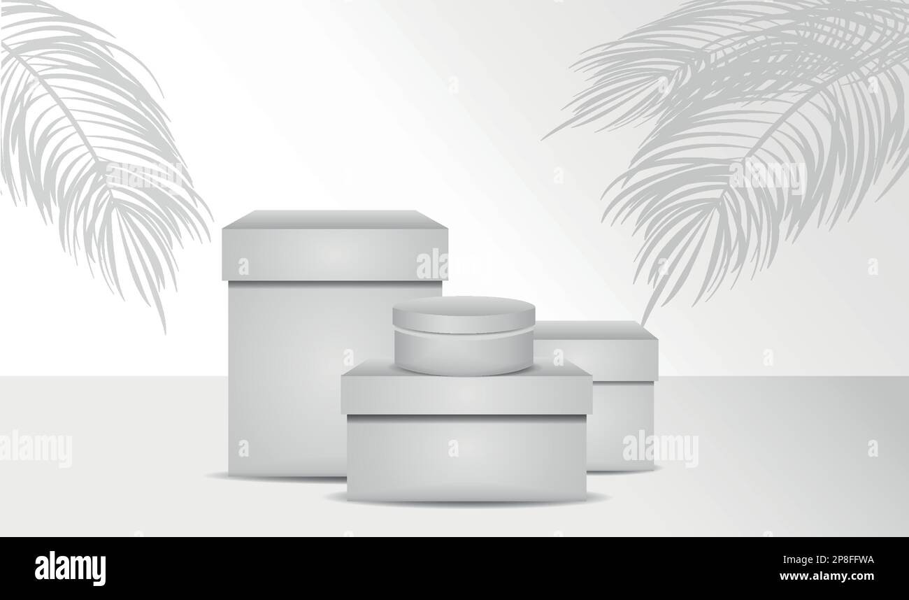 Mockup of white cardboard boxes. Set of empty white food packaging