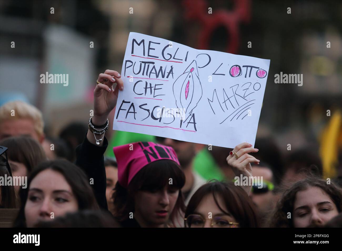 'Not one less', the demonstration for women's day in the capital. Rome Italy. March 8th 2023.credit: Antonio Nardelli / Alamy live news Stock Photo