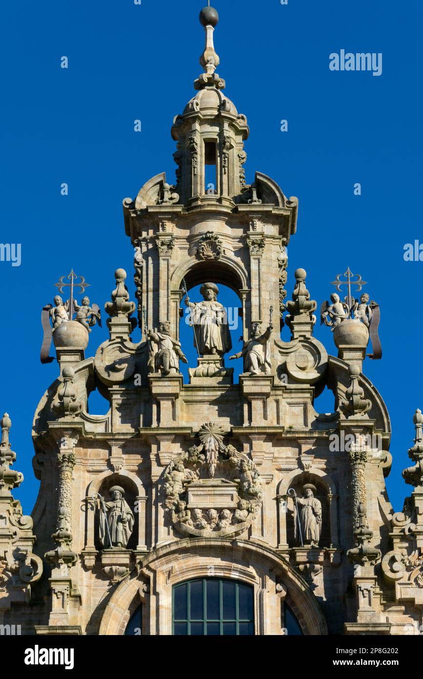 Santiago de Compostela Archcathedral Basilica. The Cathedral is a place of pilgrimage on the Way of St James, Camino de Santiago. Santiago de Composte Stock Photo