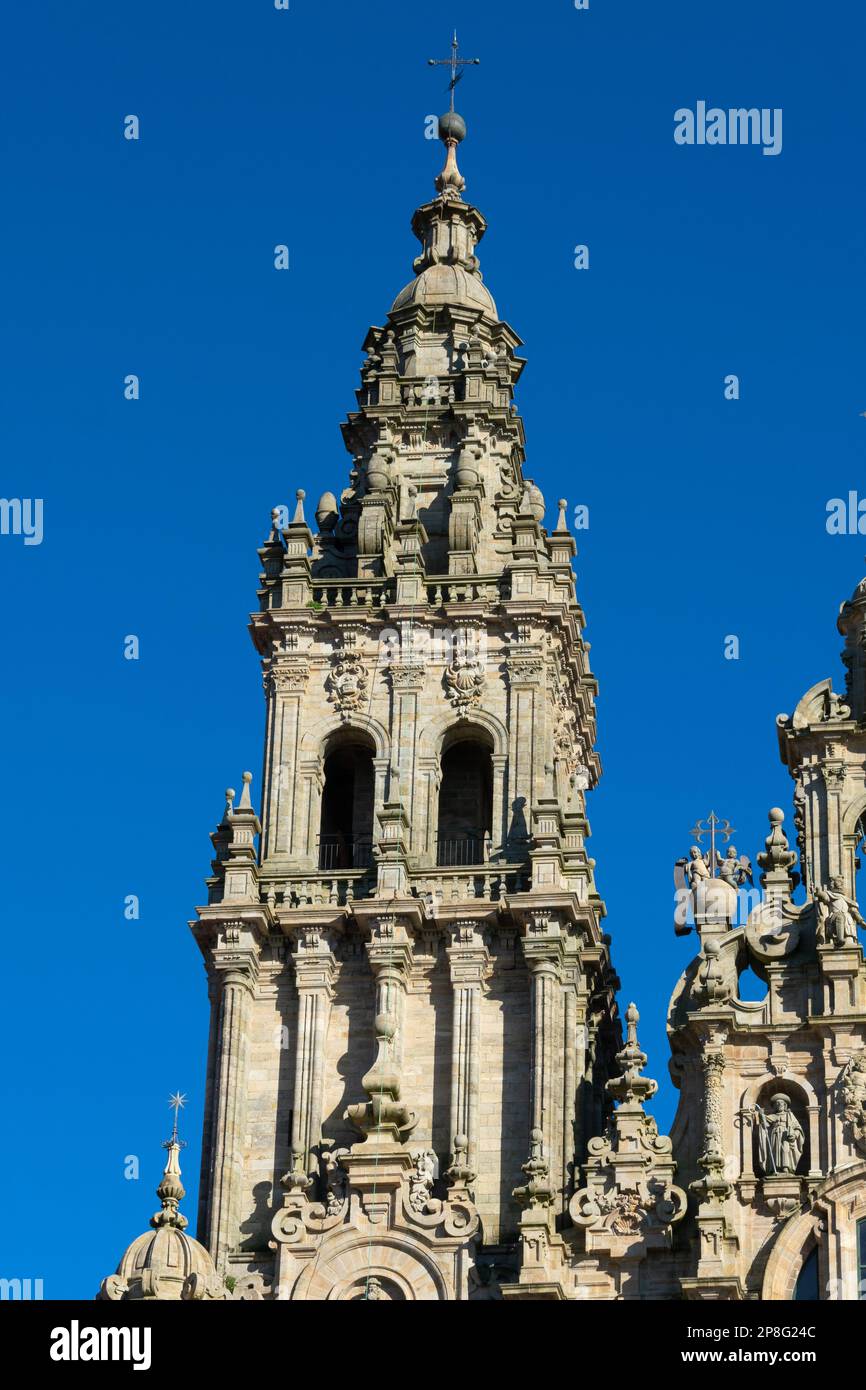 Santiago de Compostela Archcathedral Basilica. The Cathedral is a place of pilgrimage on the Way of St James, Camino de Santiago. Santiago de Composte Stock Photo