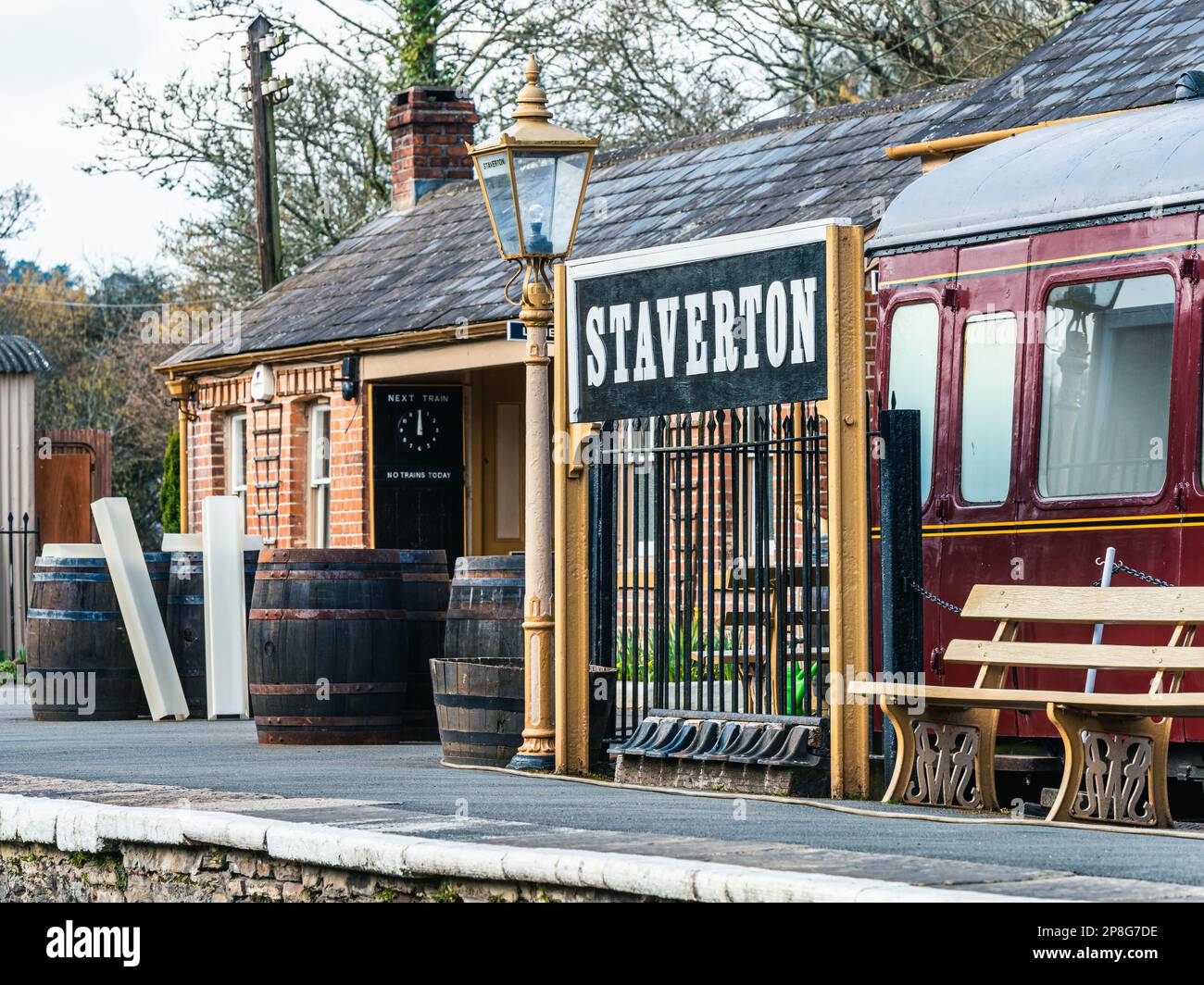 South Devon Railway Trust in Staverton - English Village, Totnes, Devon, England, UK Stock Photo