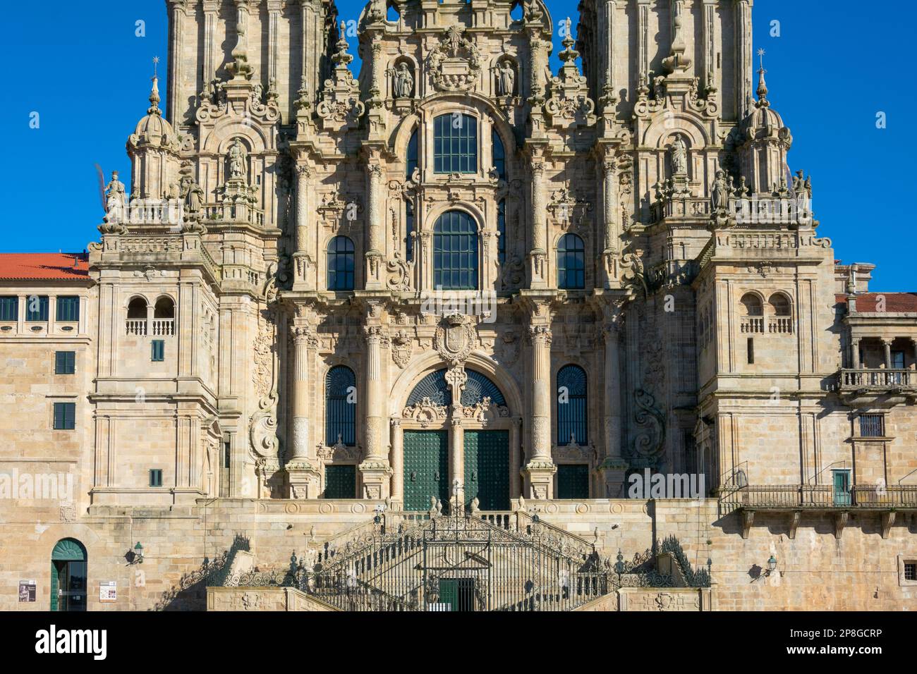 Santiago de Compostela, Galicia. Spain. February 4, 2023. Santiago de Compostela Archcathedral Basilica. The Cathedral is a place of pilgrimage on the Stock Photo