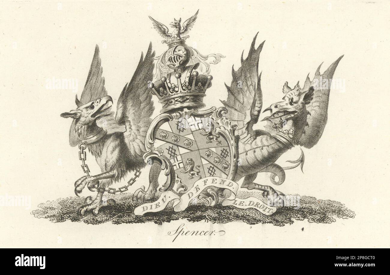 Spencer. Coat of arms. Heraldry 1790 old antique vintage print picture Stock Photo