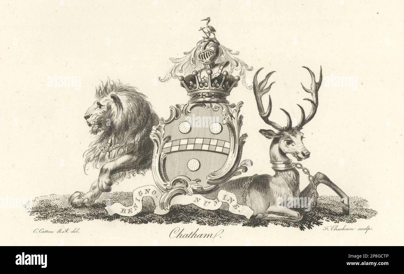 Chatham. Coat of arms. Heraldry 1790 old antique vintage print picture Stock Photo