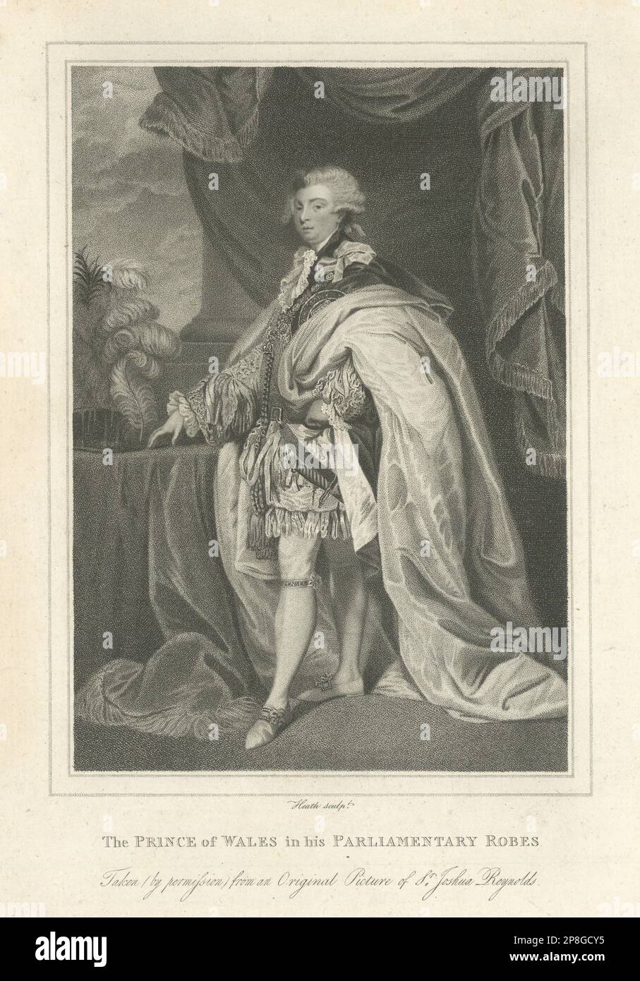 King George IV when Prince of Wales in his Parliamentary Robes. Reynolds 1790 Stock Photo