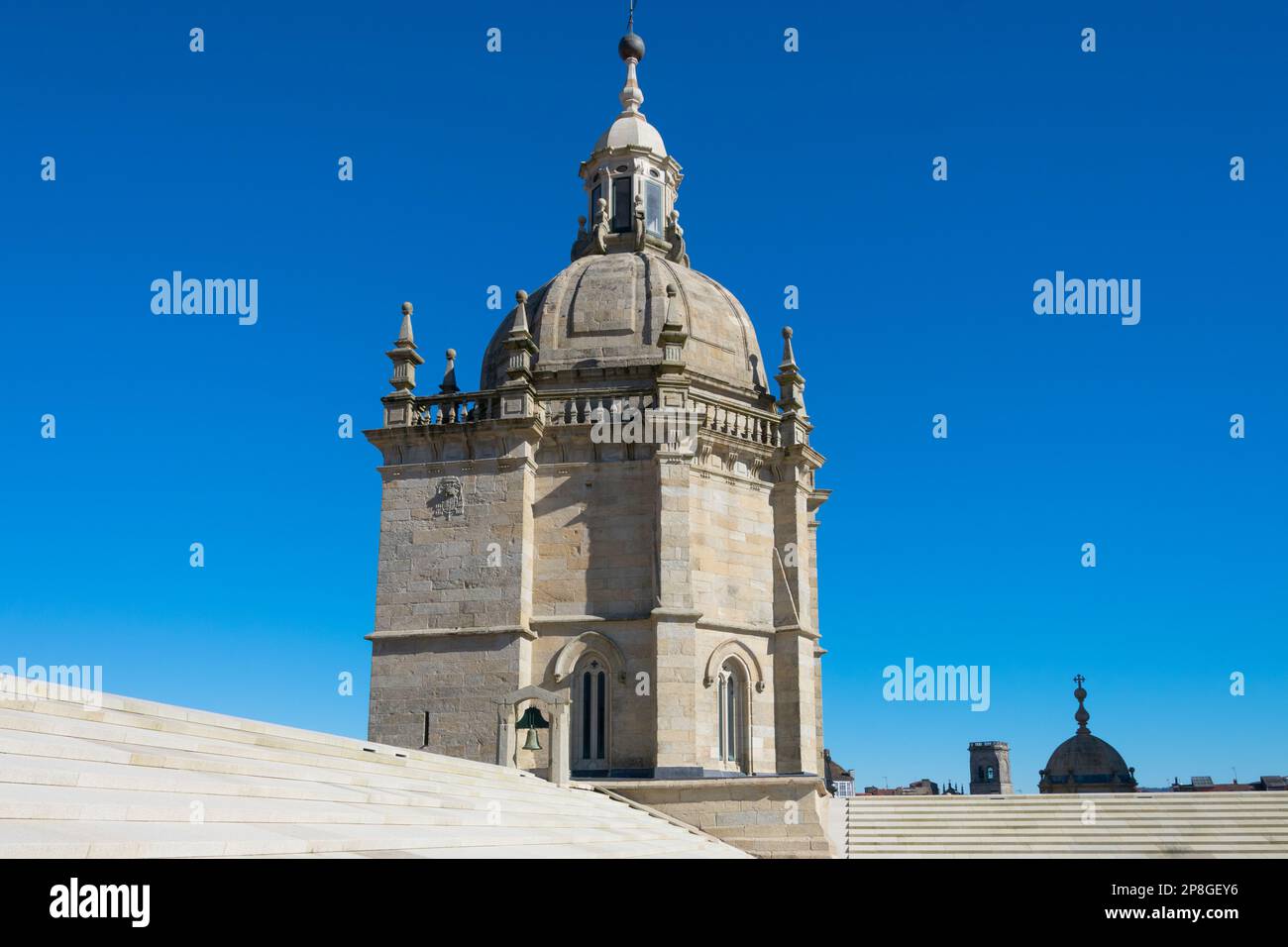 Santiago de Compostela, Galicia. Spain. February 5, 2023. View of Santiago de Compostela Cathedral roofs and a tower Stock Photo