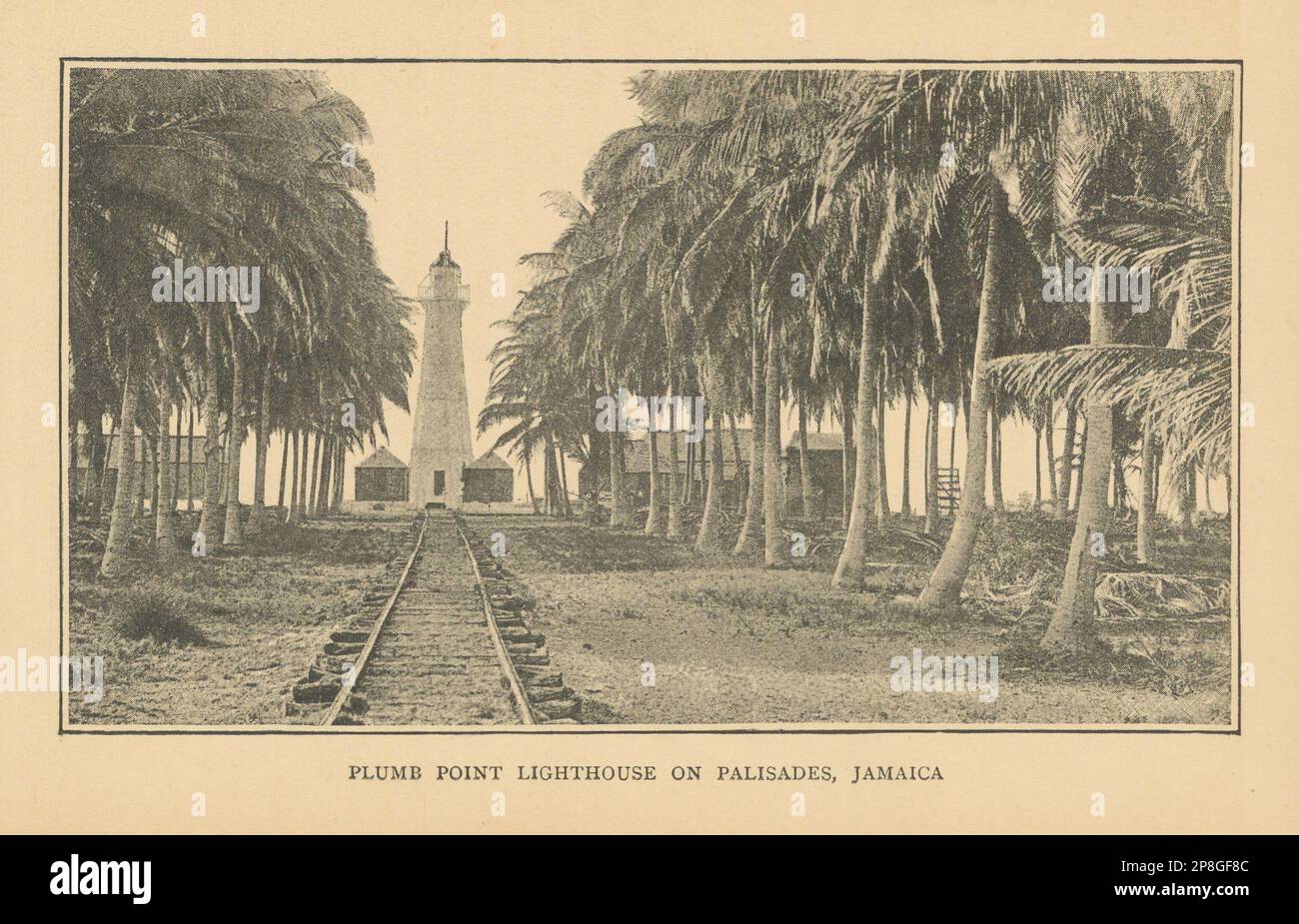 Plumb Point Lighthouse on Palisades, Jamaica. Palisadoes 1889 old print