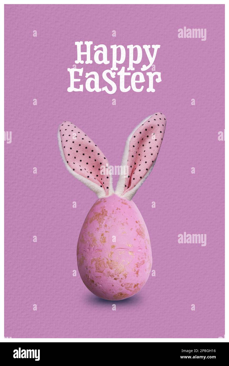 Digital or printable Easter postcard with a pink monochromatic egg and