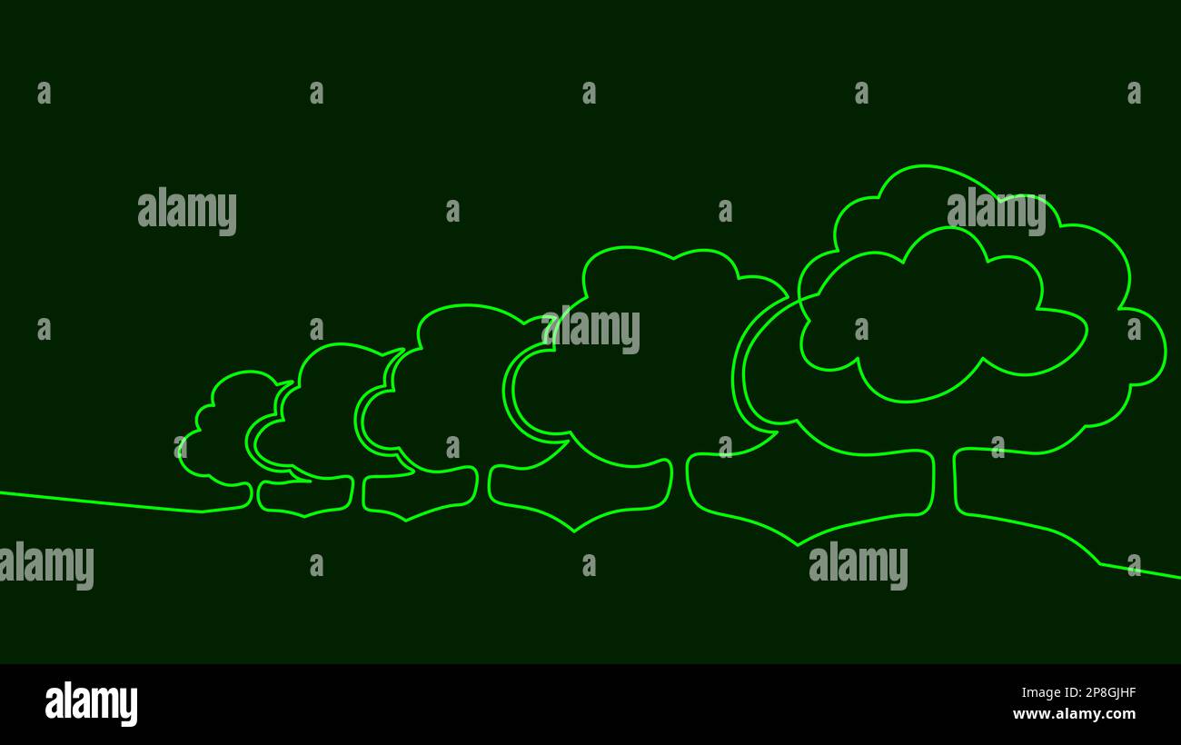 Single Continuous Line Art Tree Park Alley Outdoors Garden Landscape Design One Sketch Outline 9185