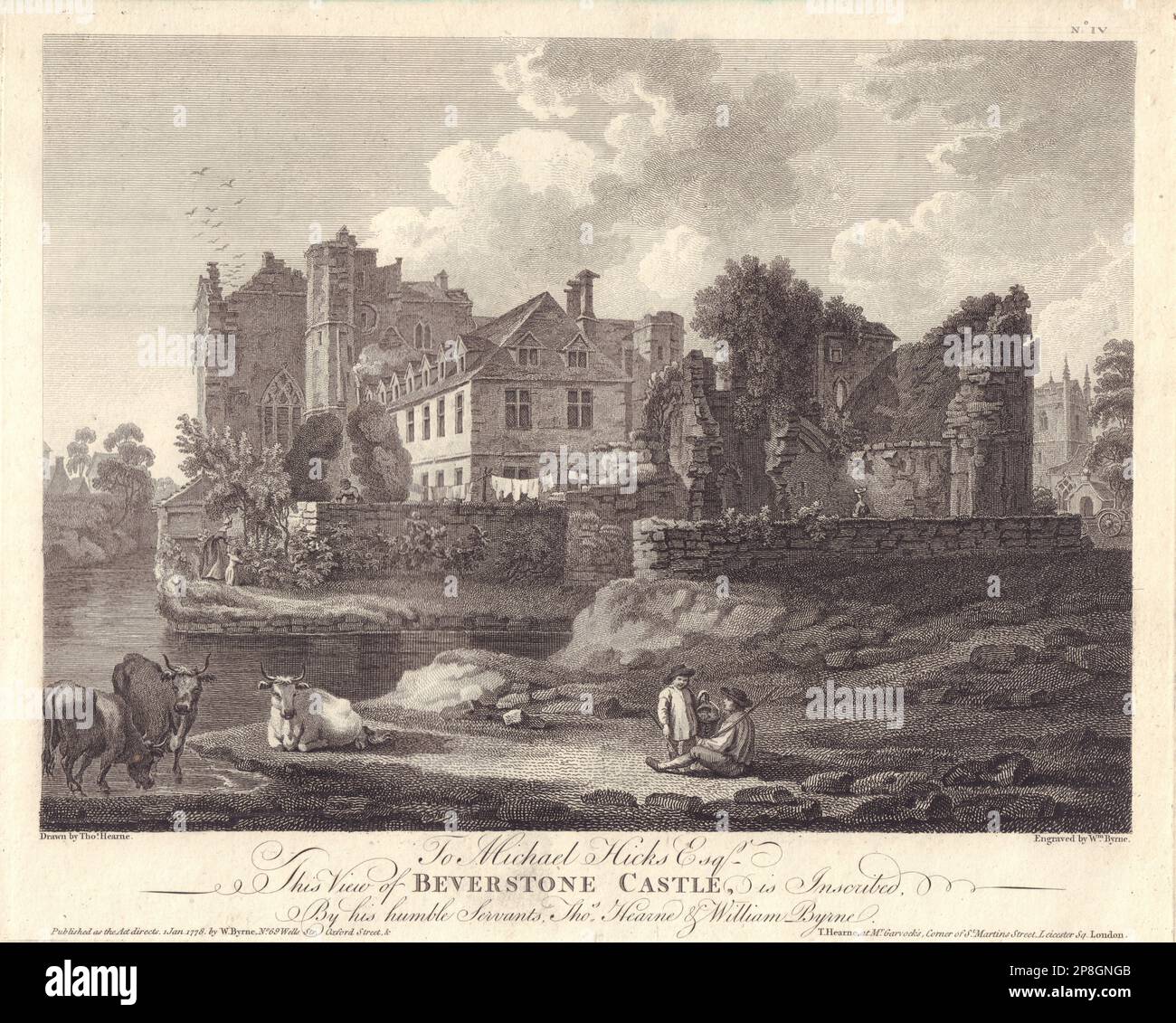 Beverstone Castle, Beverston, Gloucestershire. GROSE 1778 old antique print Stock Photo
