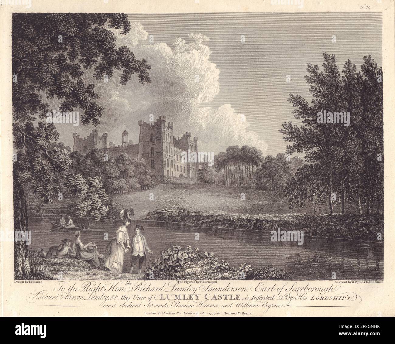 Lumley Castle, Chester-le-Street, Durham. GROSE 1779 old antique print picture Stock Photo