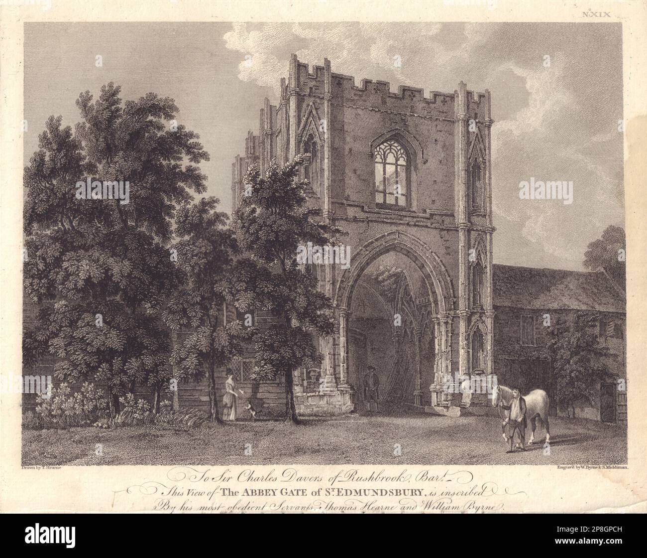 Abbey Gate of St. Edmundsbury, Bury St Edmunds, Suffolk. GROSE 1779 old print Stock Photo