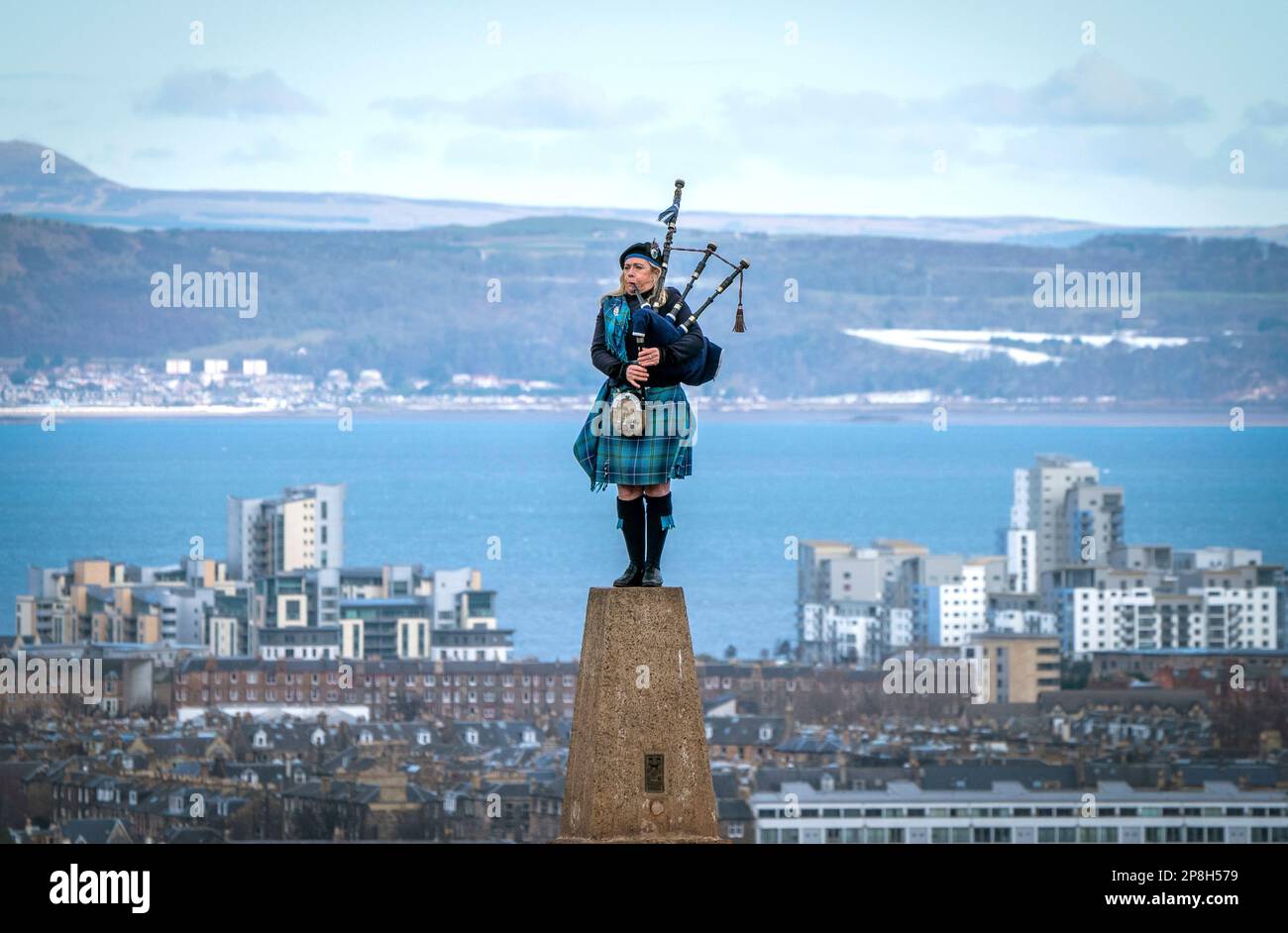 Scotland's national piper Louise Marshall plays her 95yearold