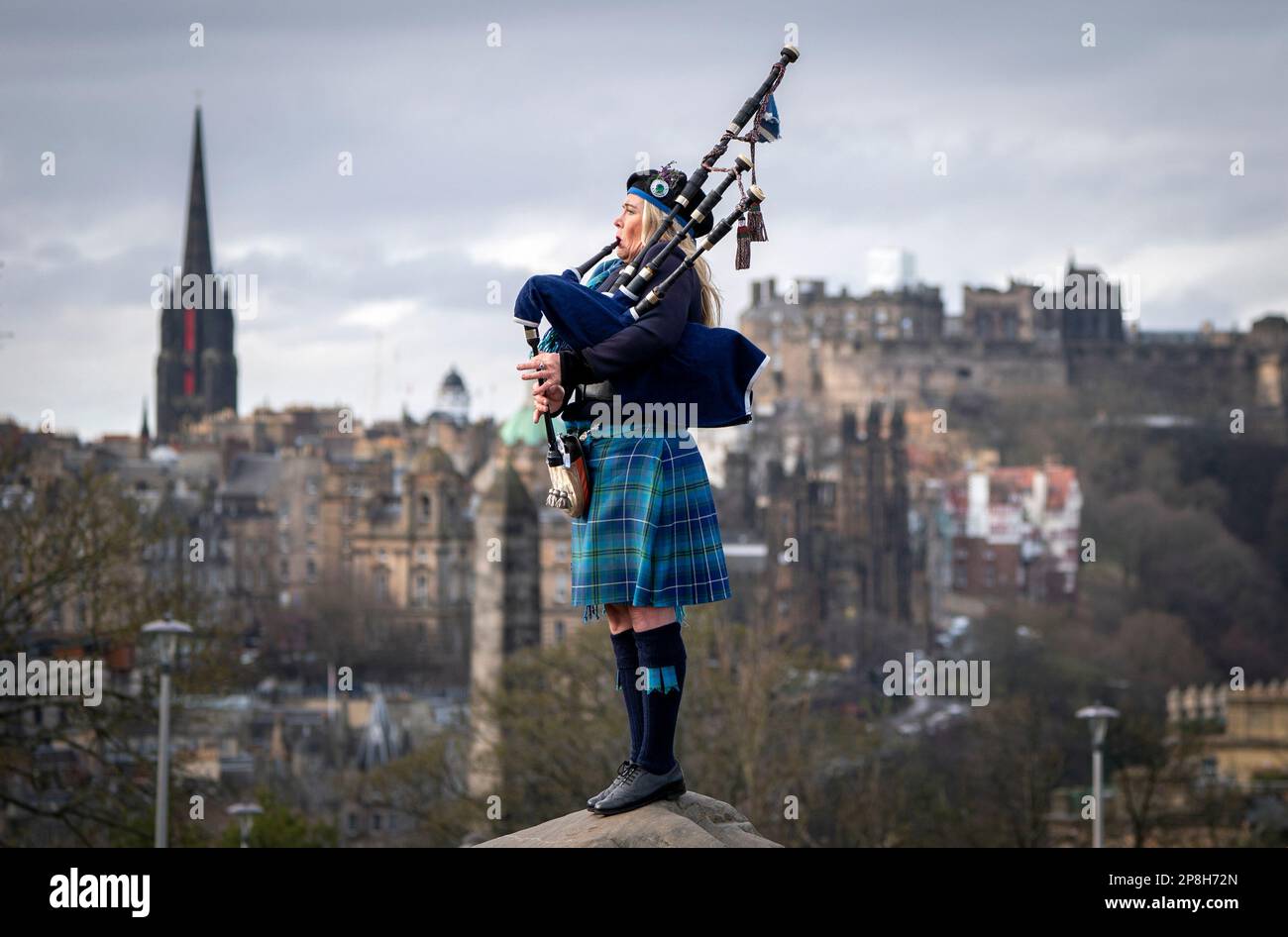 Scotland's national piper Louise Marshall plays her 95yearold