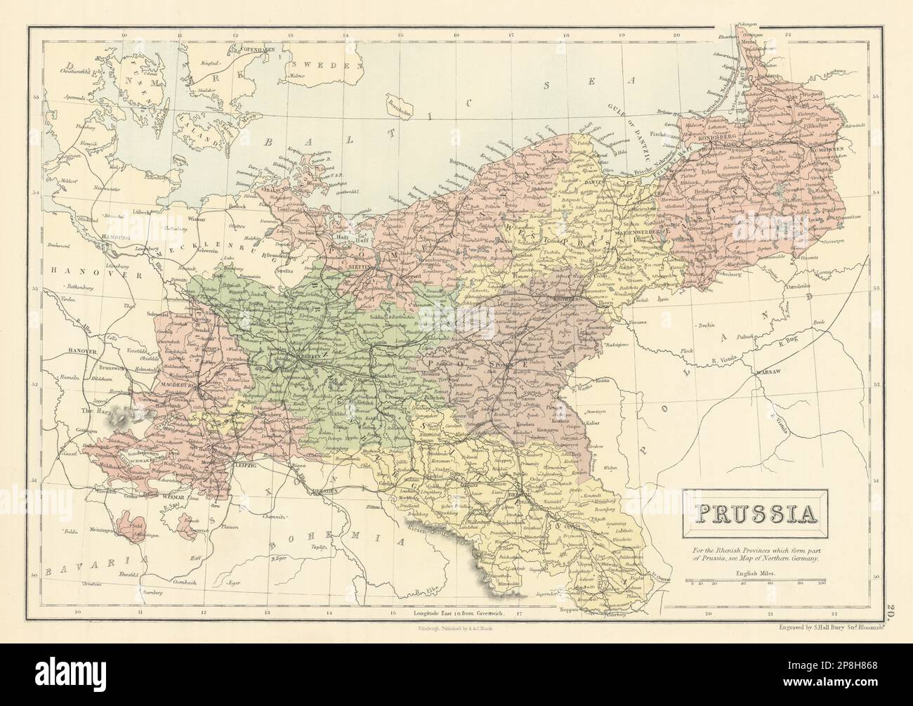 Prussia. Pomerania Poland Silesia Posen Brandenburg. SIDNEY HALL 1862 old map Stock Photo